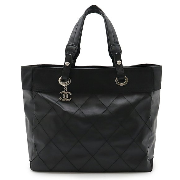 CHANEL Black Coated Canvas Tote Bag - Picture 1 of 8